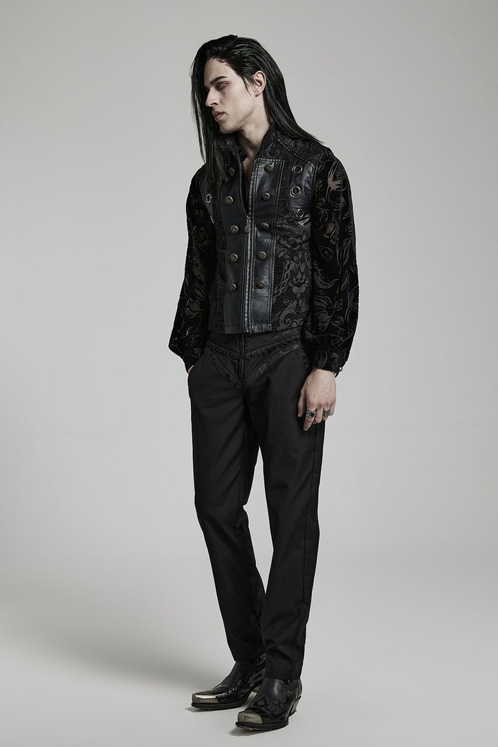 mens black gothic damask pirate vest waistcoat
