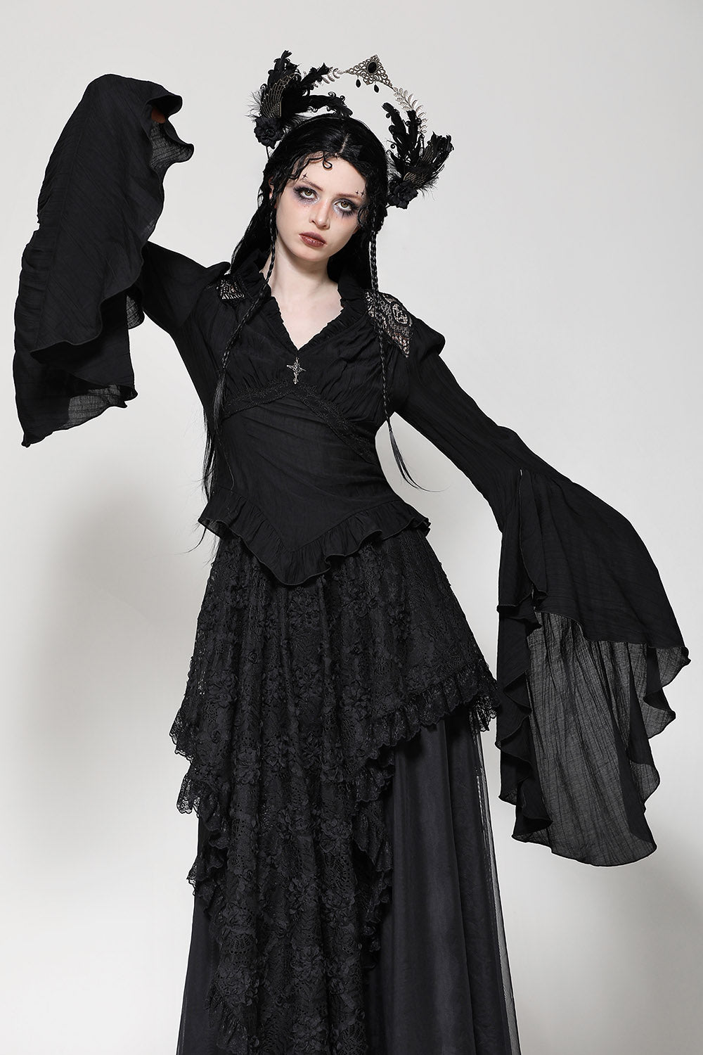 extra long exaggerated sleeve gothic top