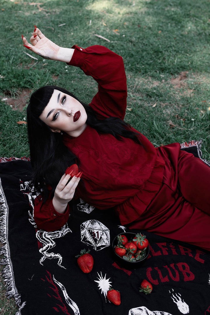 ruffled red gothic long sleeve blouse