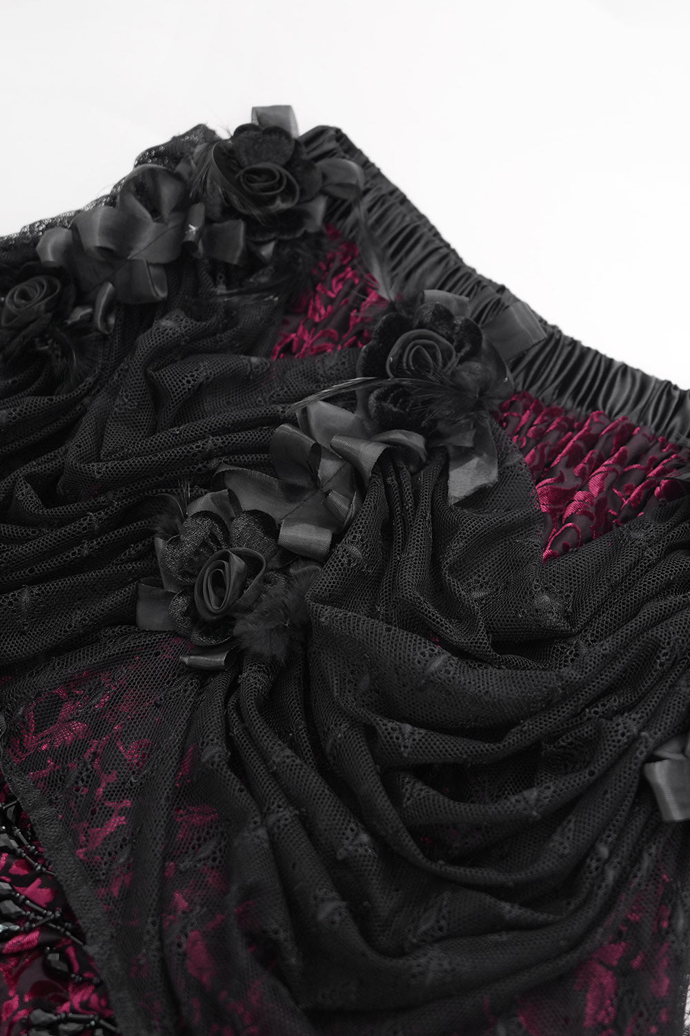 red and black long vampire goth skirt