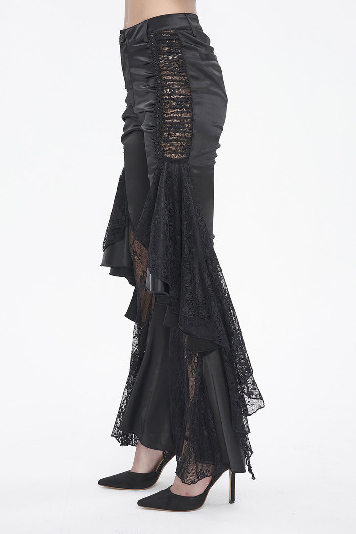 goth black satin pants