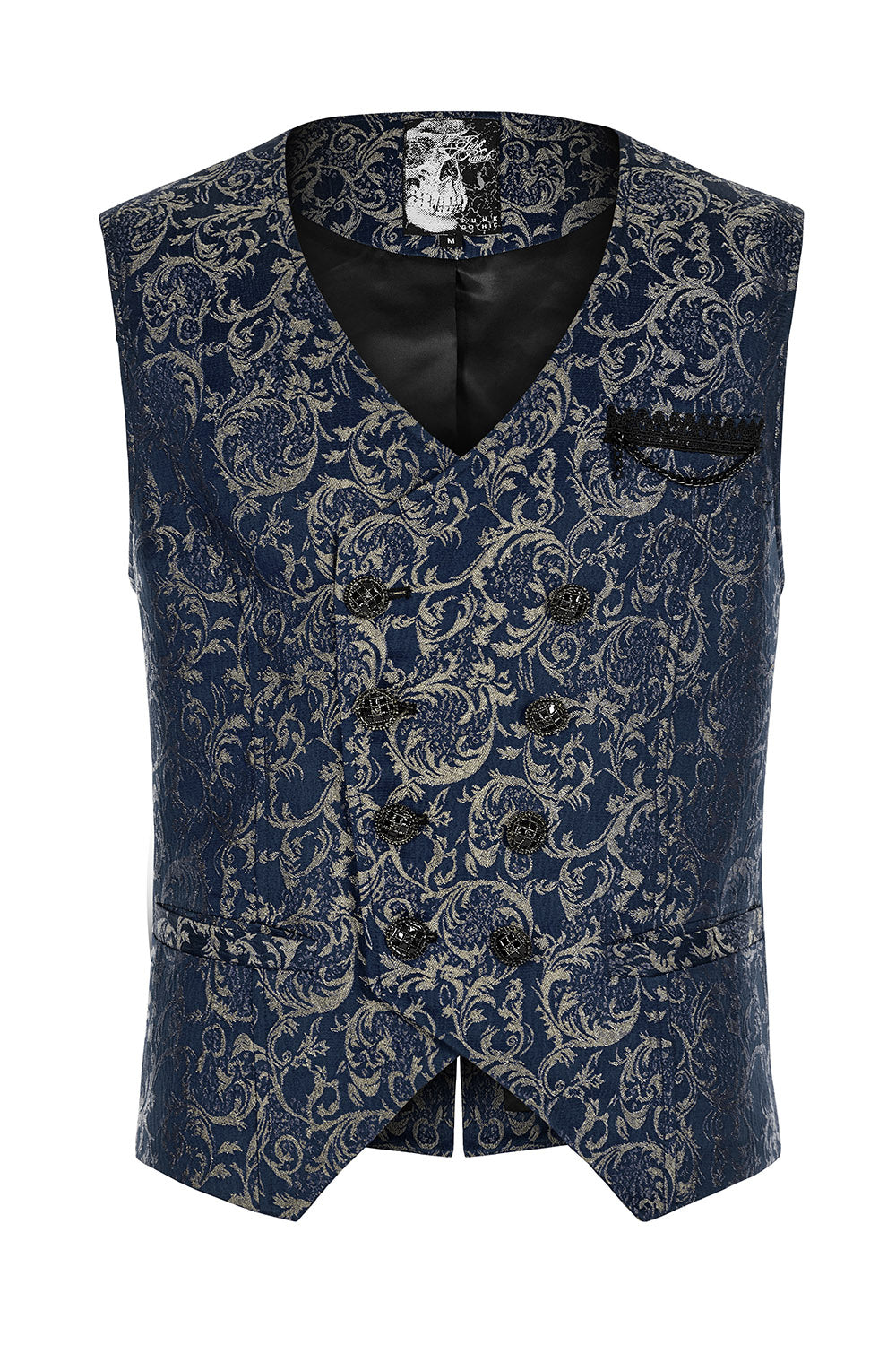 mens blue and black steampunk waistcoat