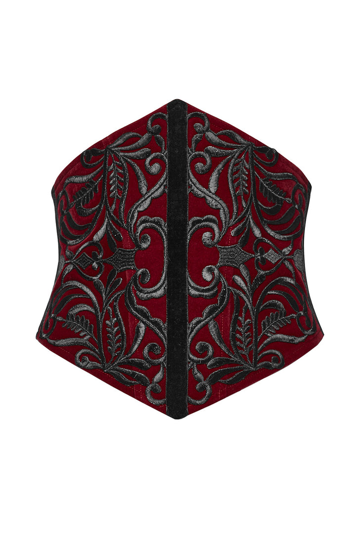 steampunk red and black underbust corset