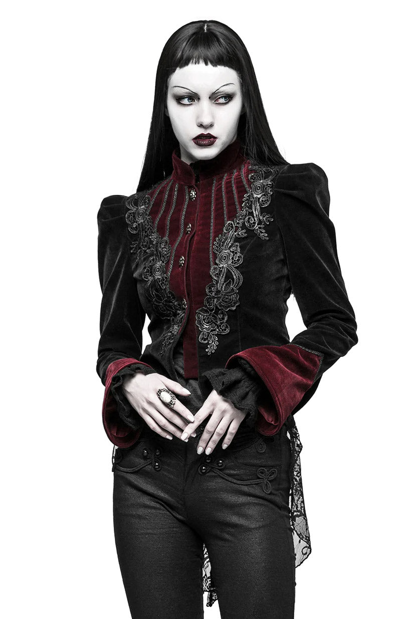 womens black lace tailcoat