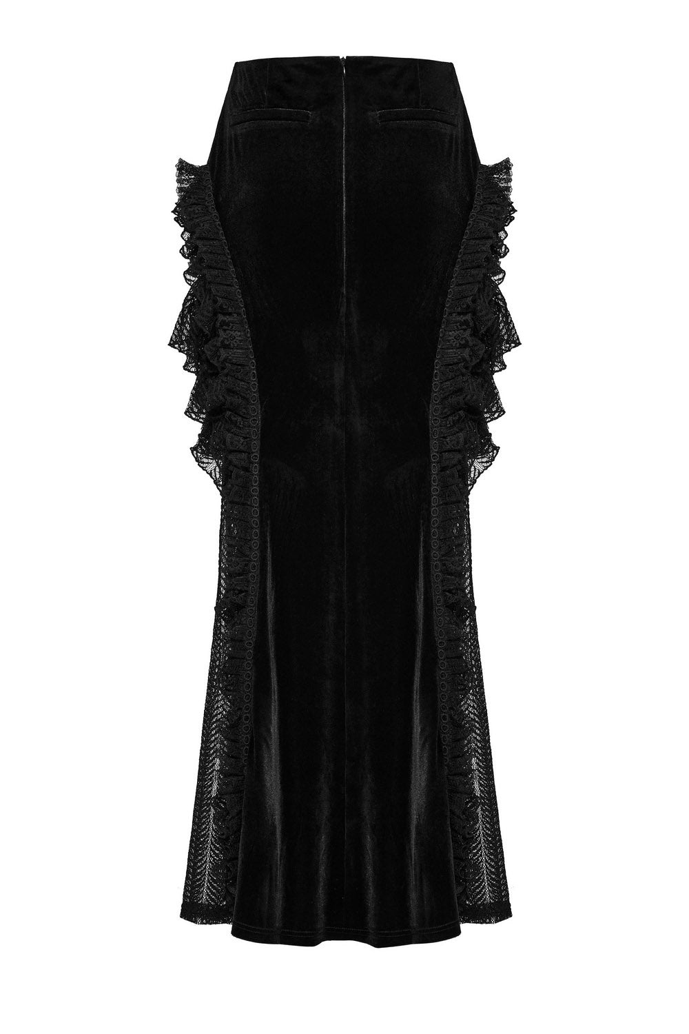 womens ruffled black velvet maxi mermaidtail skirt