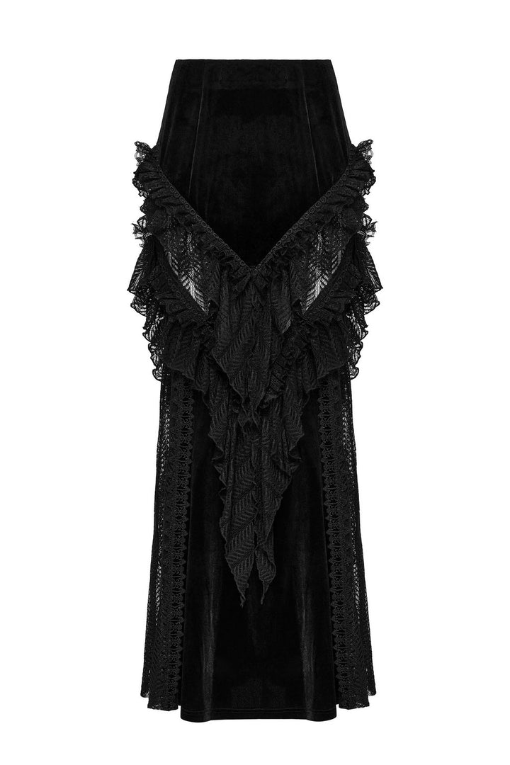 black velvet embroidered ruffled skirt by punk rave