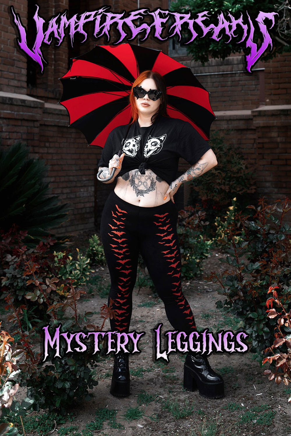 womens red bat leggings