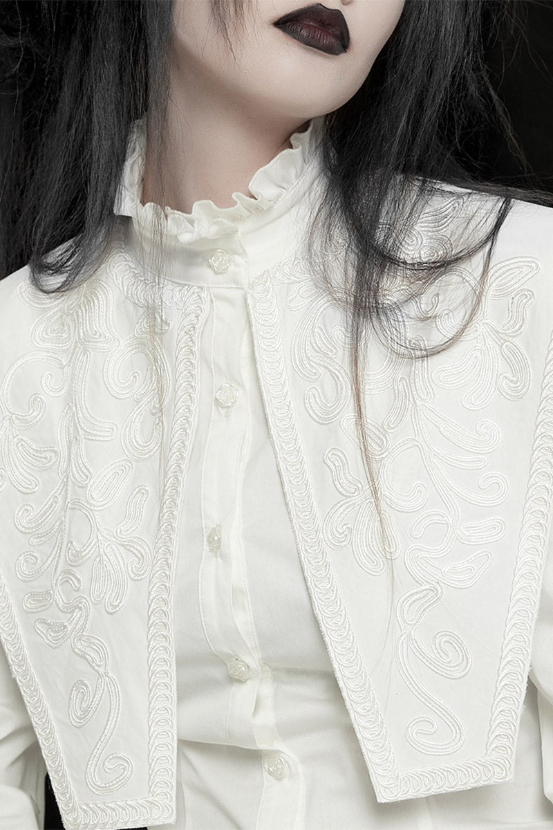 oversized collar embroidered shirt