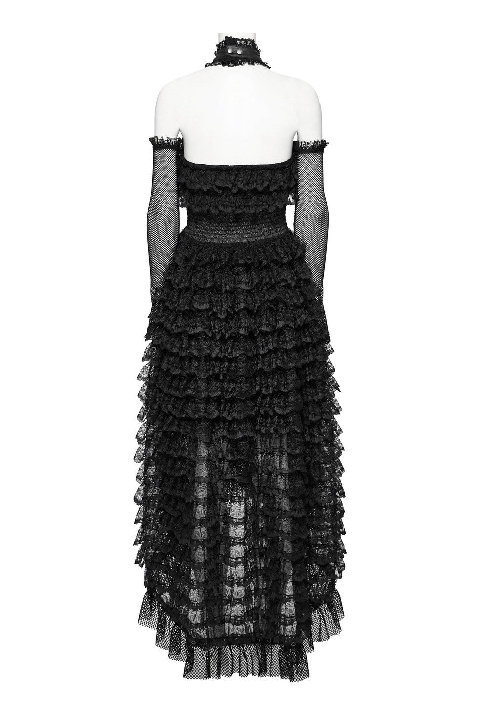 womens black ruffled goth wedding gown