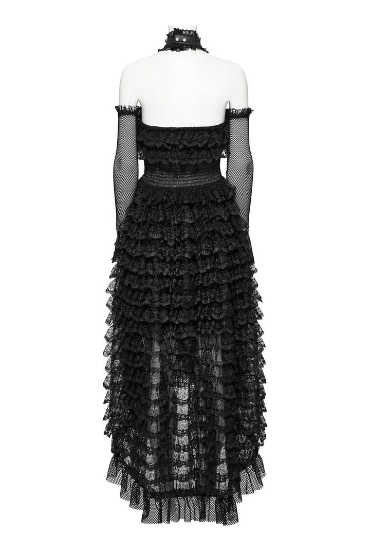 womens black ruffled goth wedding gown