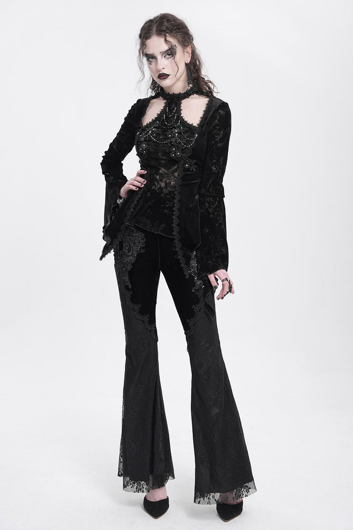 gothic bohemian flared pants by devil fashion