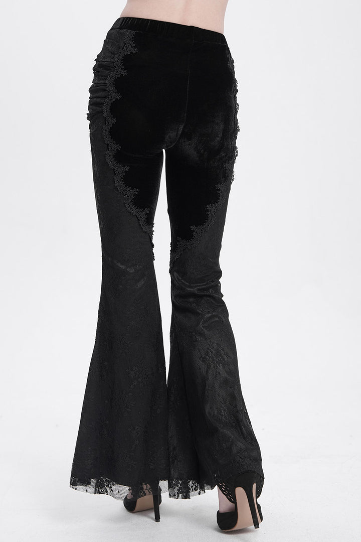 womens black velvet steampunk flares