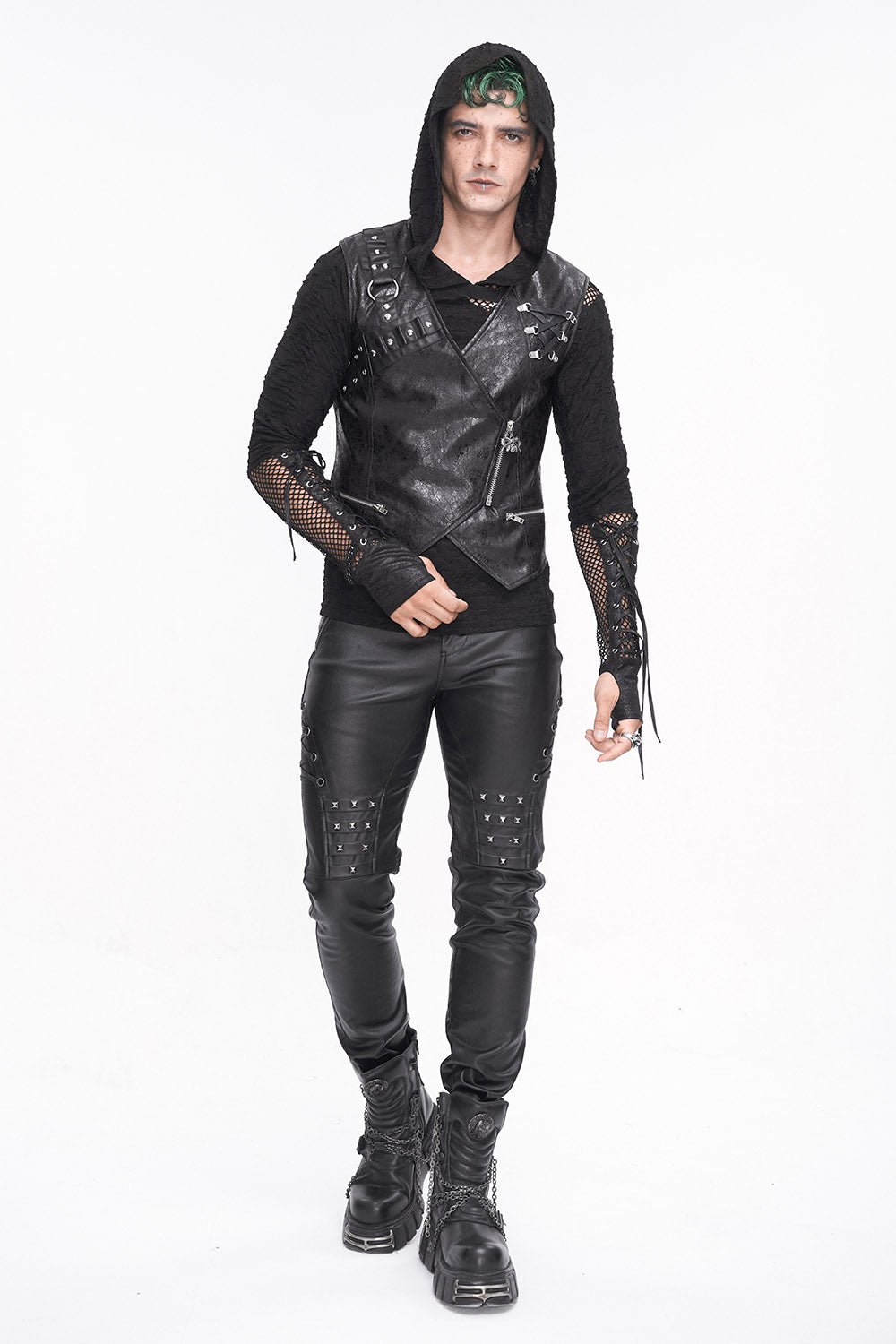 mens leather punk rock pants