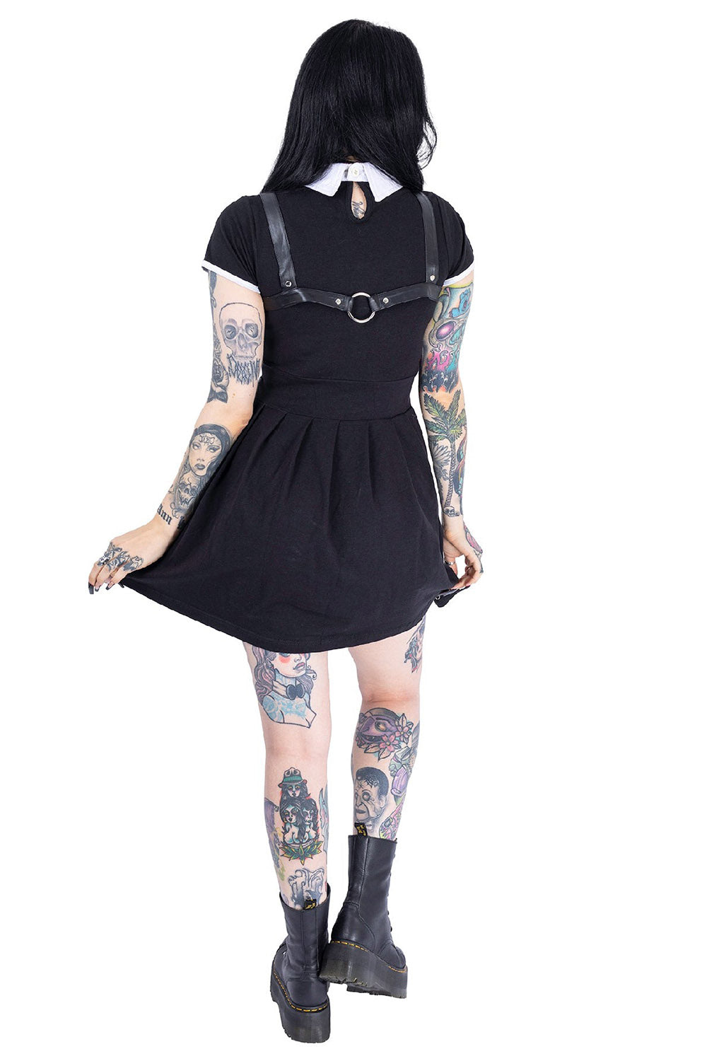 black goth dress with white peter pan collar