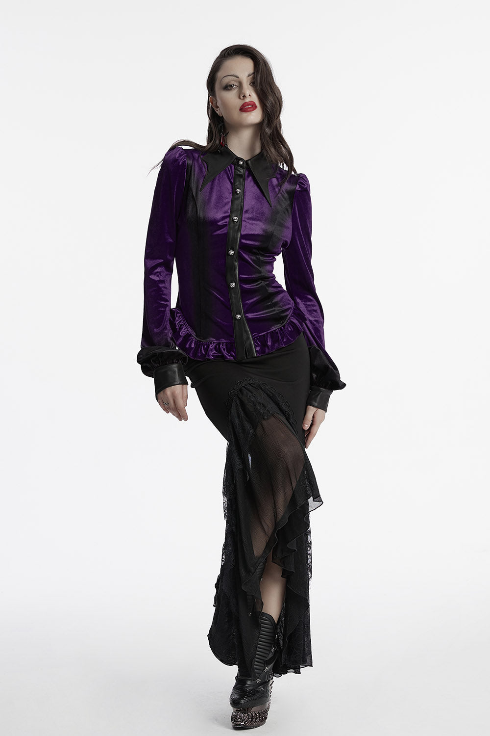 balloon sleeve gothic velvet top