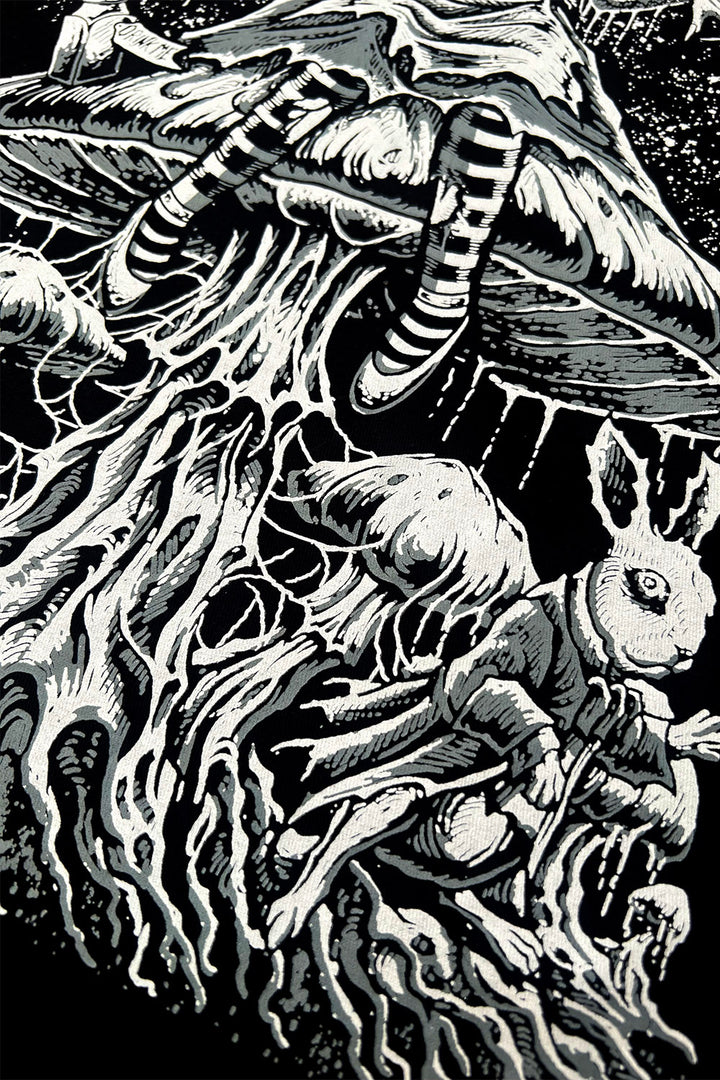 haunting white rabbit from alice in wonderland sweatshirt