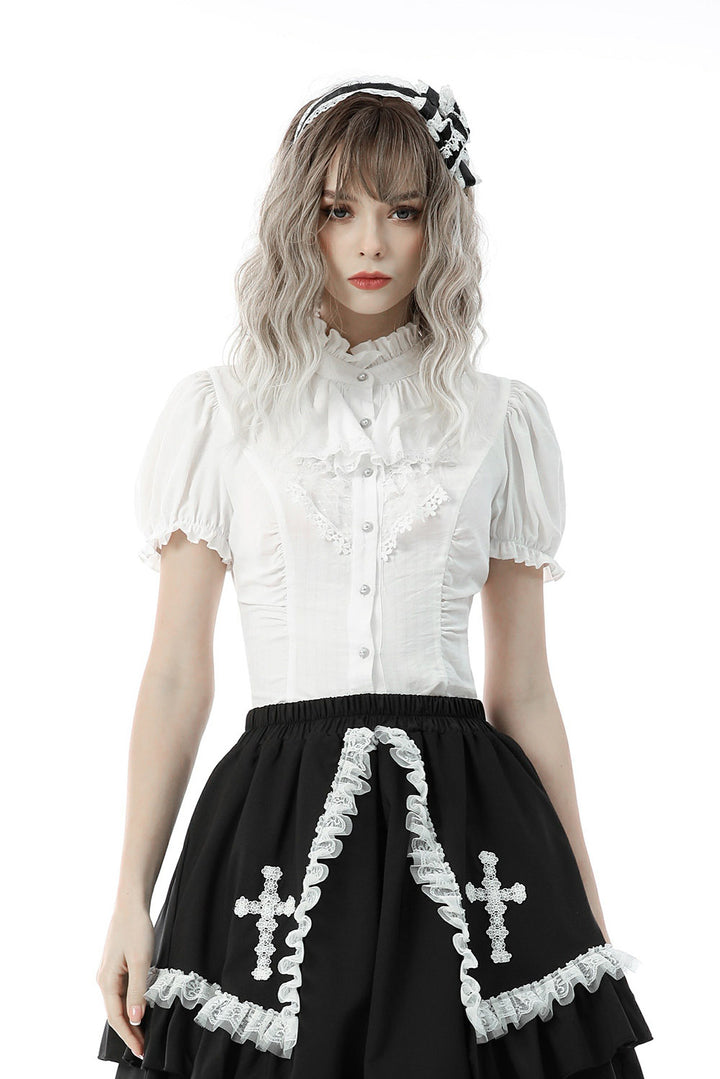 puff sleeve white cottagecore top