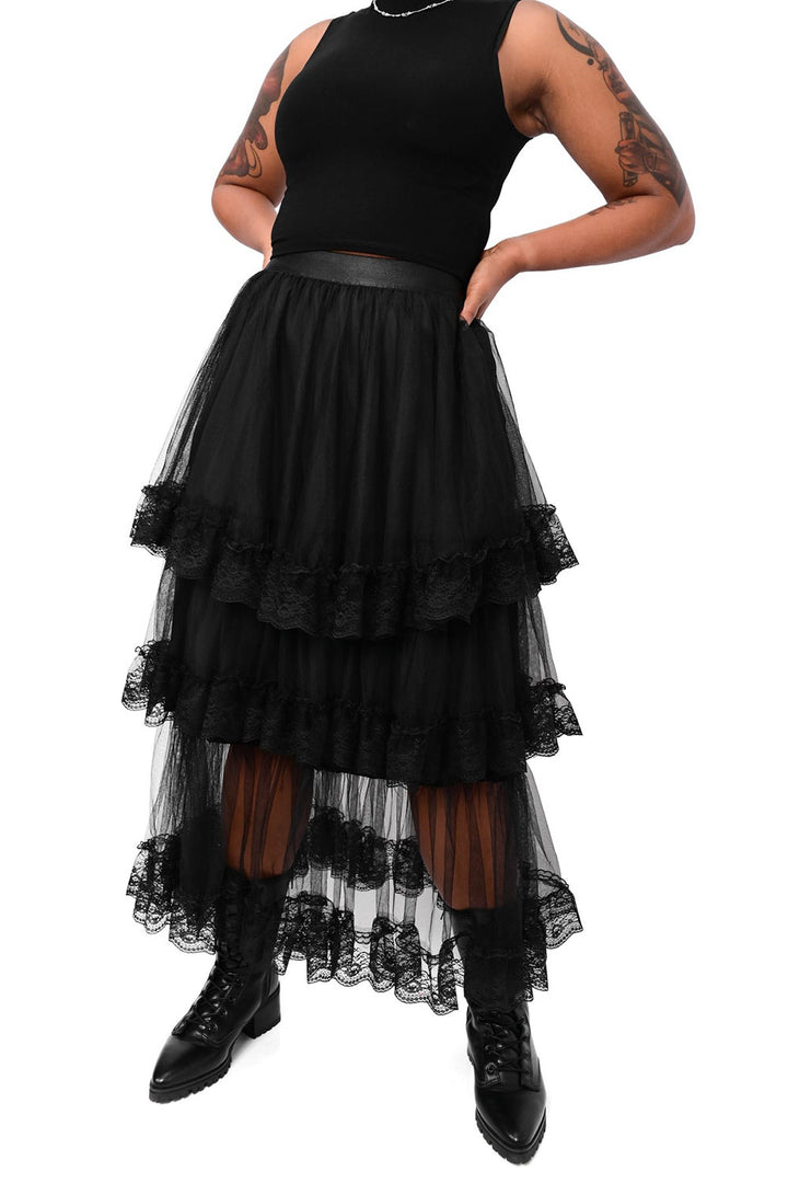 womens mesh tiered gothic skirt by foxblood