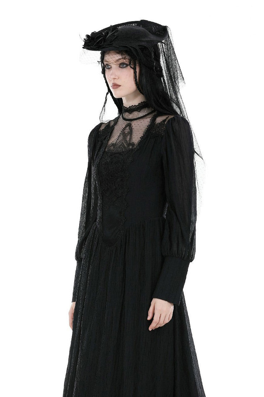 womens black veiled vintage gothic hat