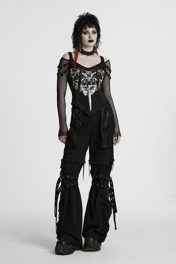 womens gothic baggy black jeans by punk rave