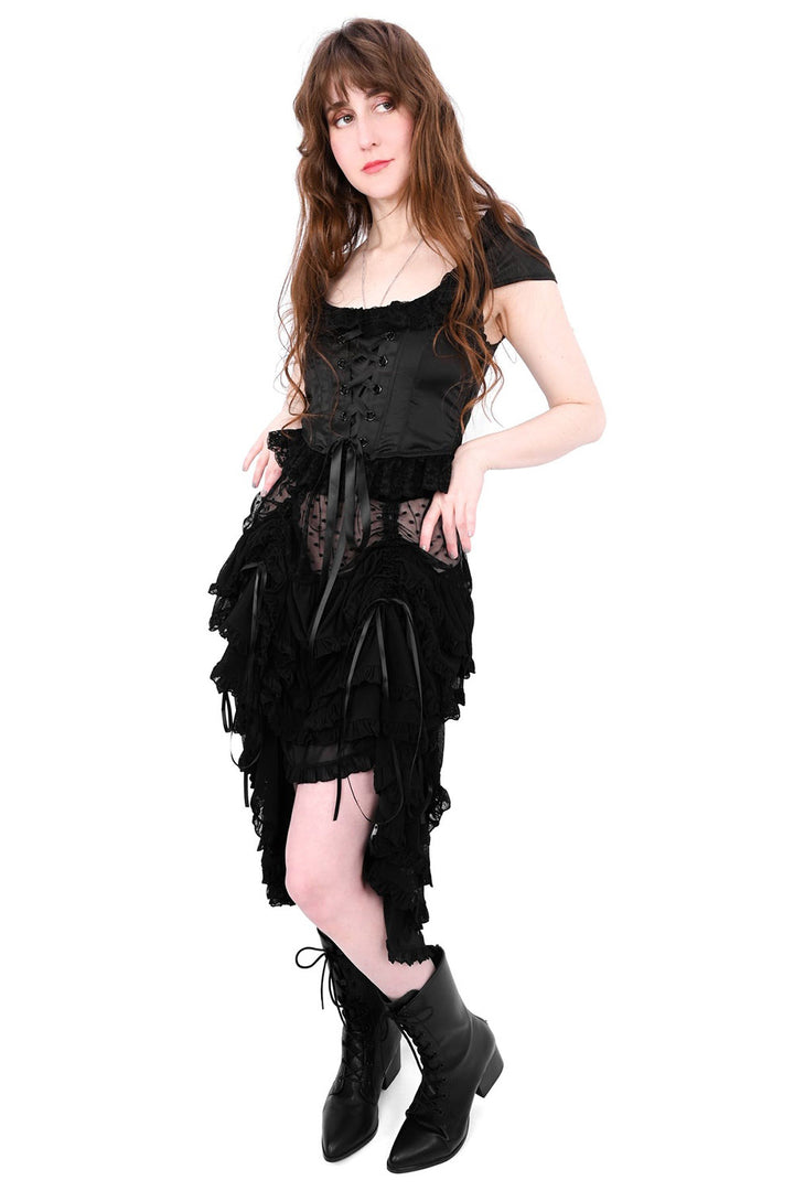 womens ruffled lace-up ruffle skirt