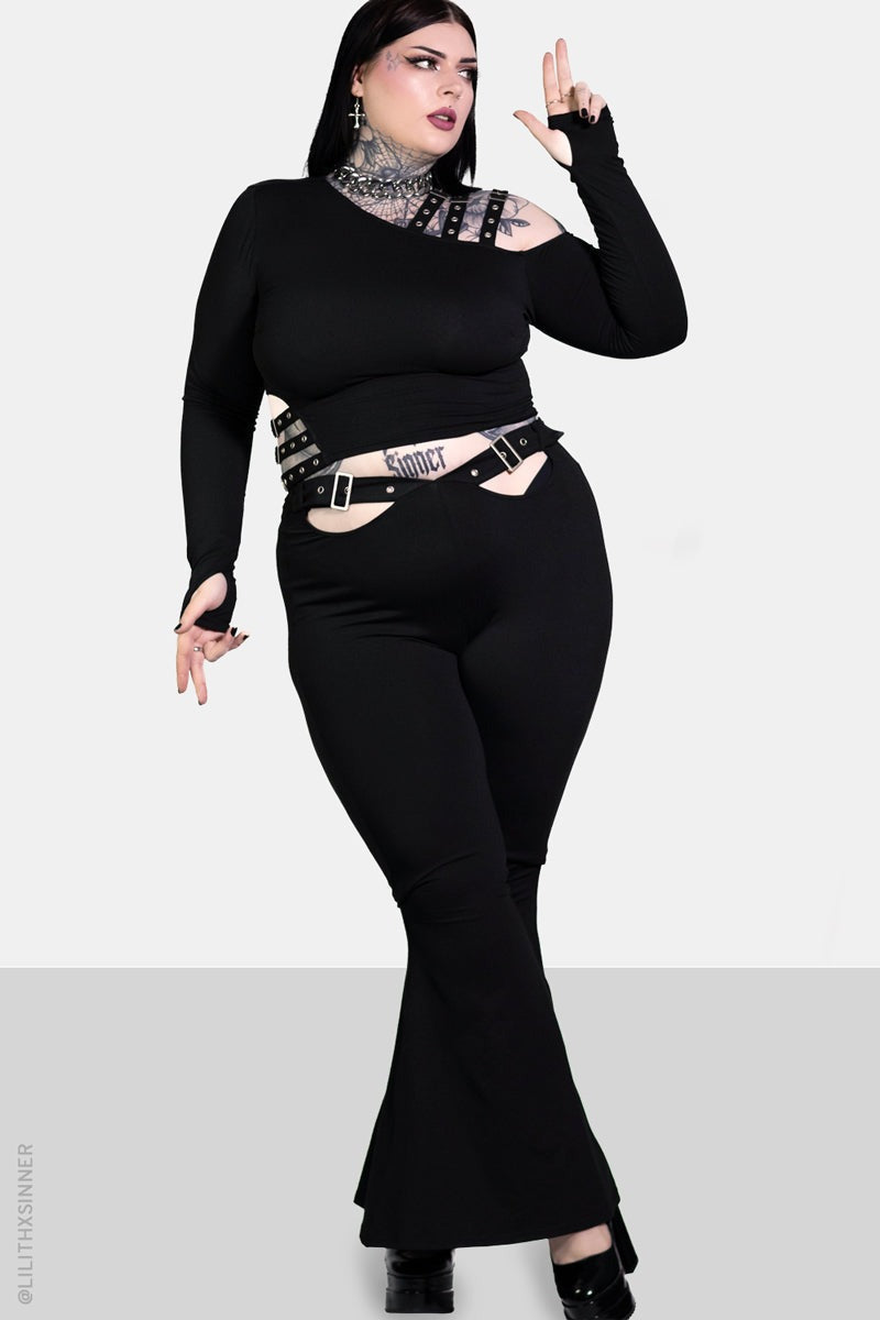 eyelet buckle strap punk top by forest ink