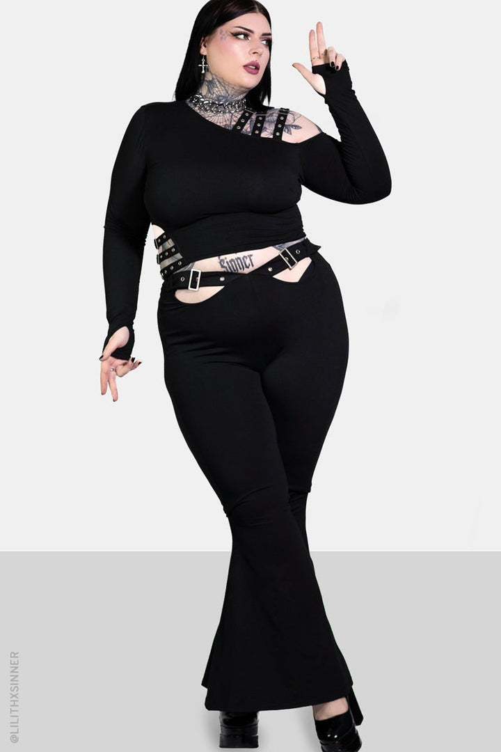 eyelet buckle strap punk top by forest ink