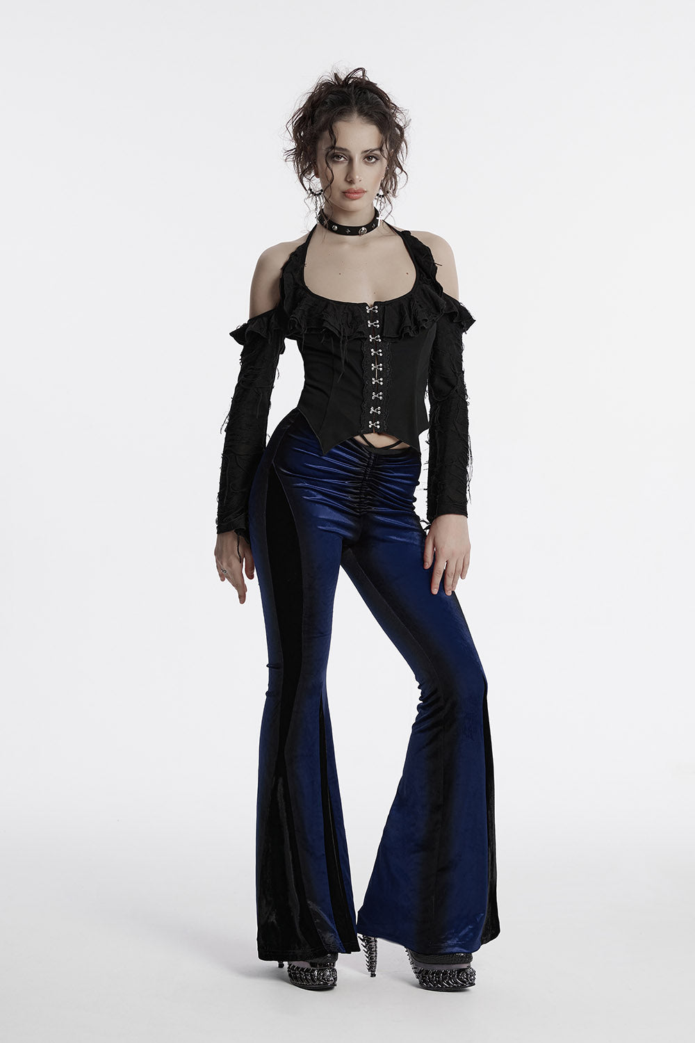 ruched gothic velvet flares