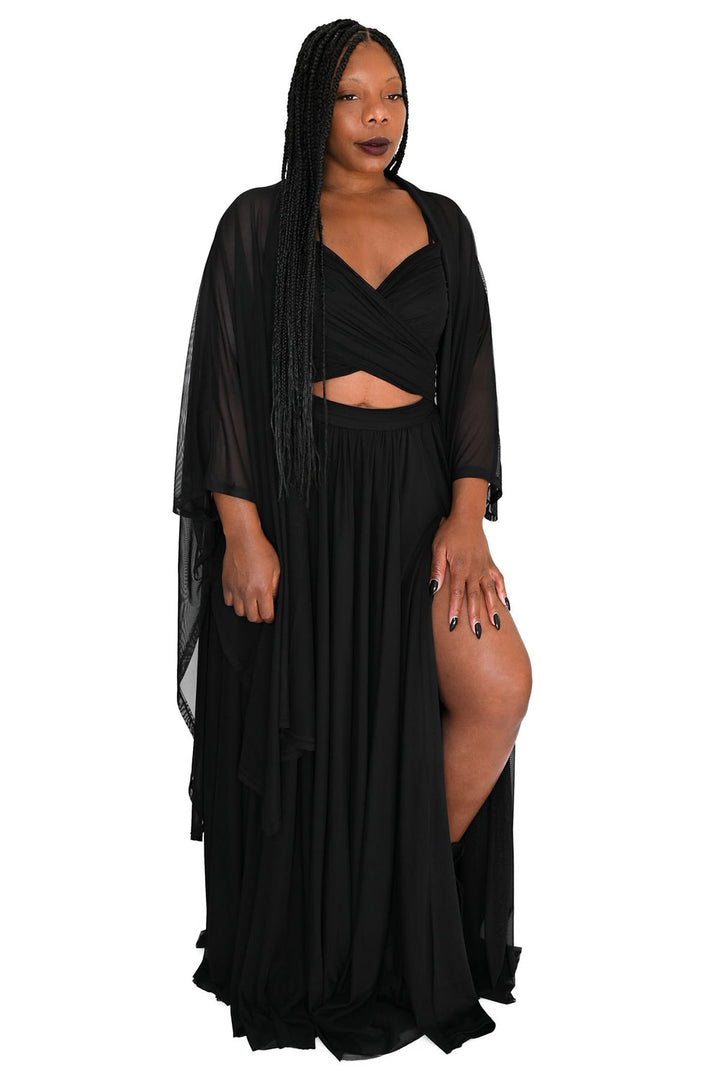 womens witchy long mesh cloak