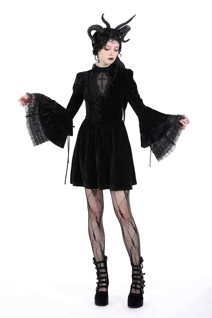 black velvet midi goth dress