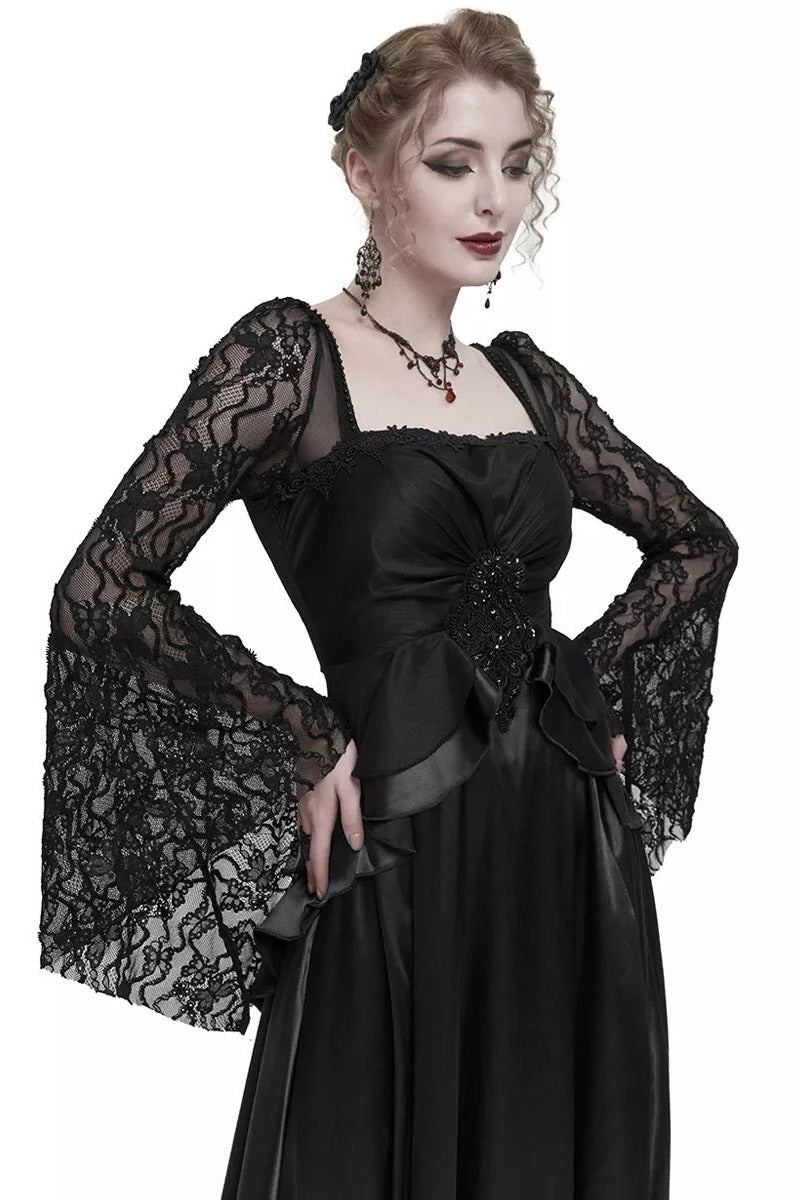 Titanic Tiered Black Satin Gothic Gown – VampireFreaks
