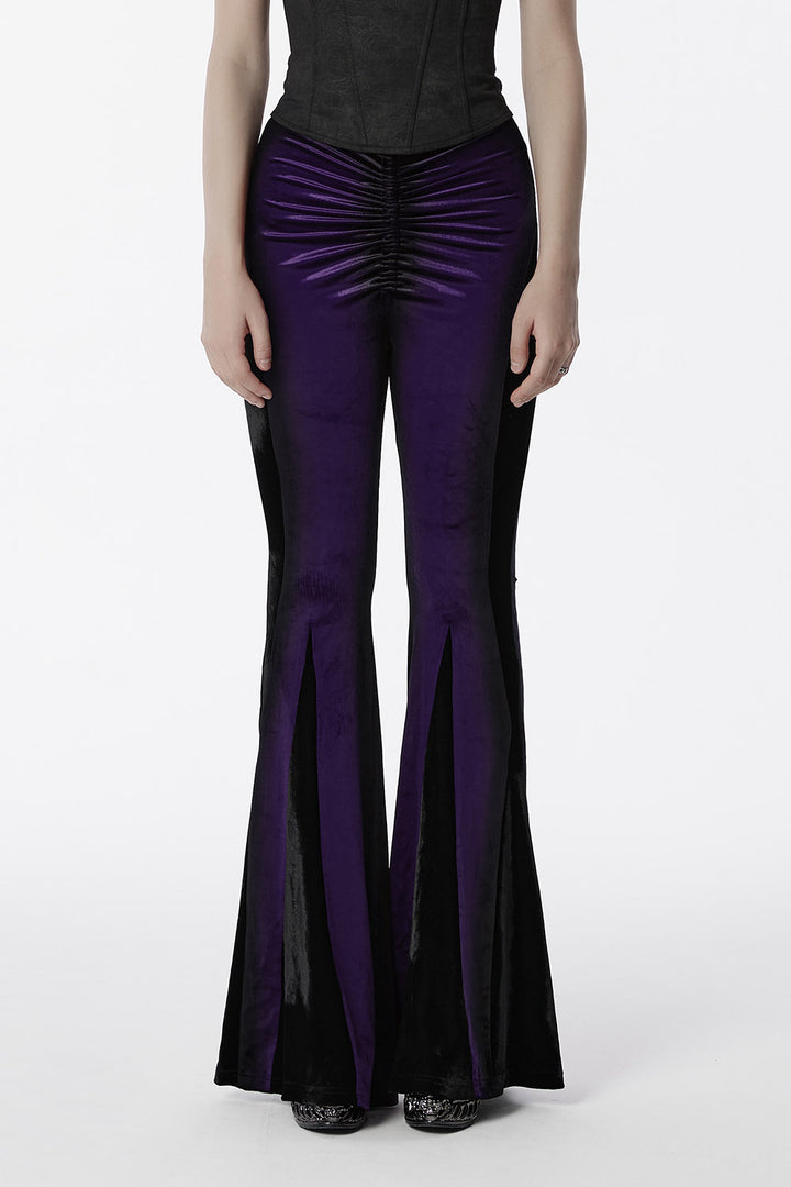 dark deep purple velvet bell bottoms
