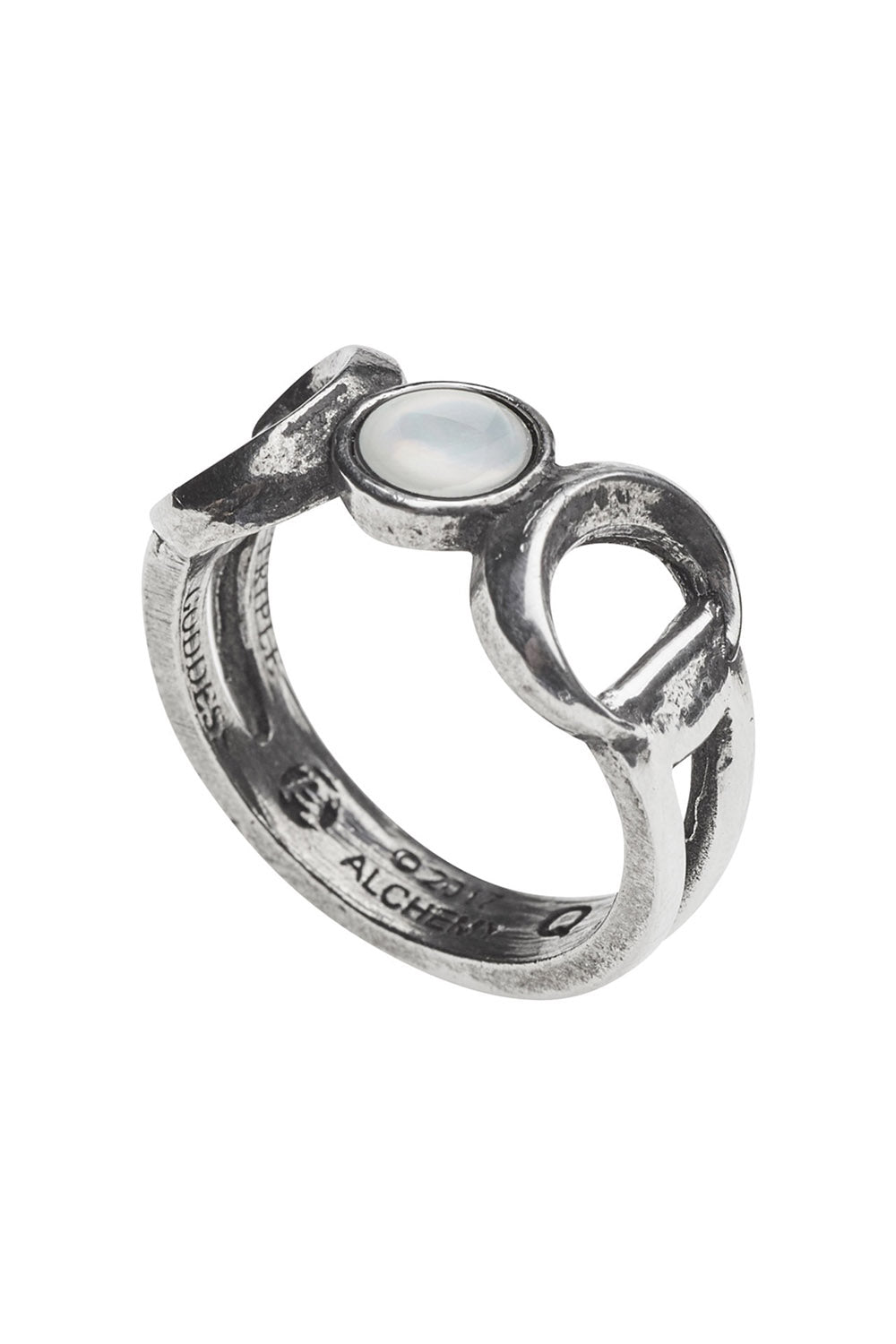 mother of pearl witchy moon ring