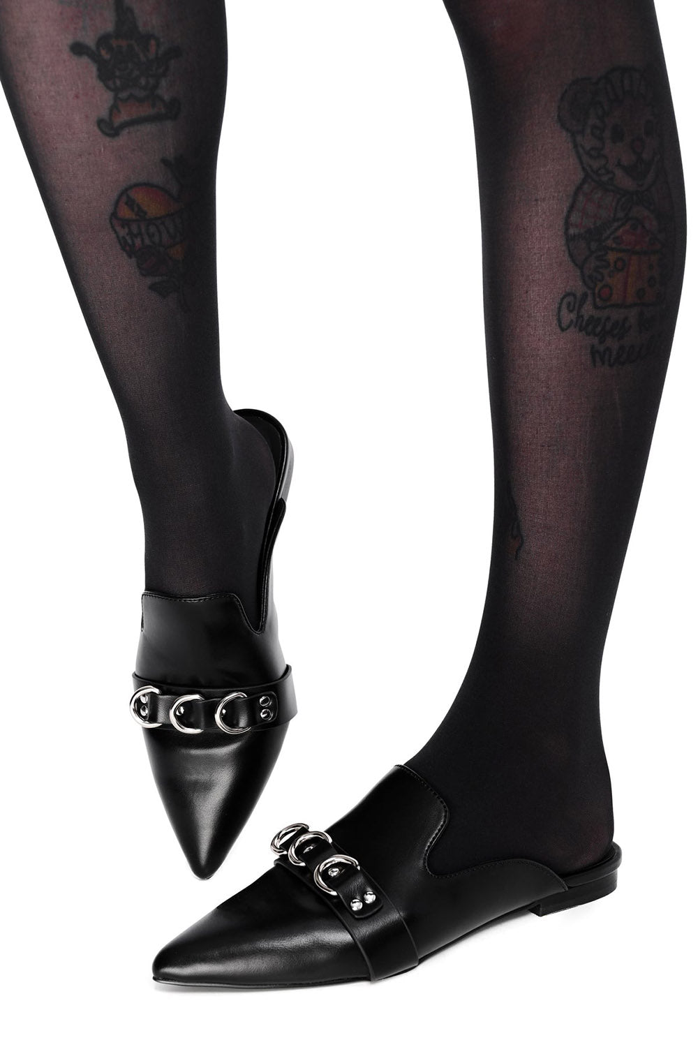 womens vegan leather pointed toe mule shoes