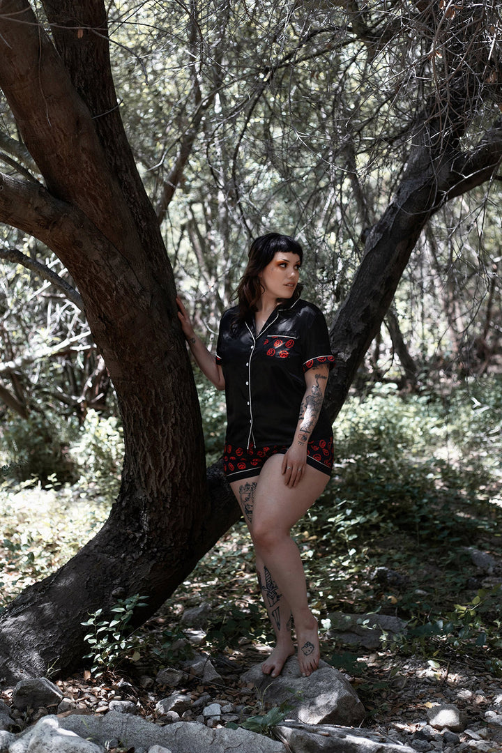 goth silk pajamas