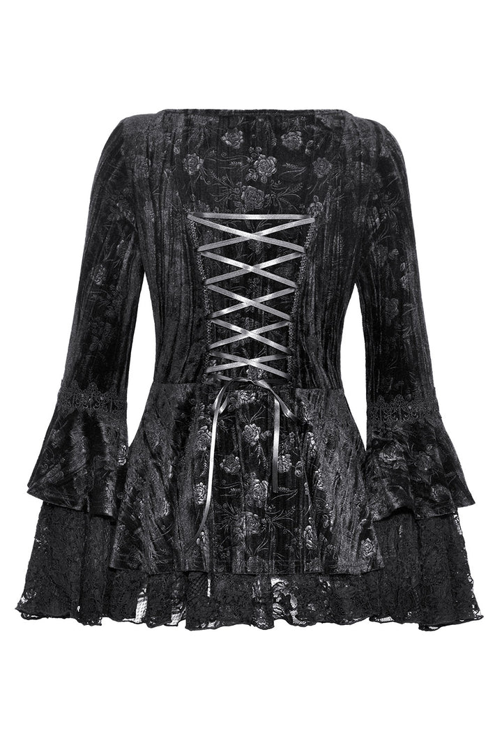 womens  goth ruffled velvet blouse