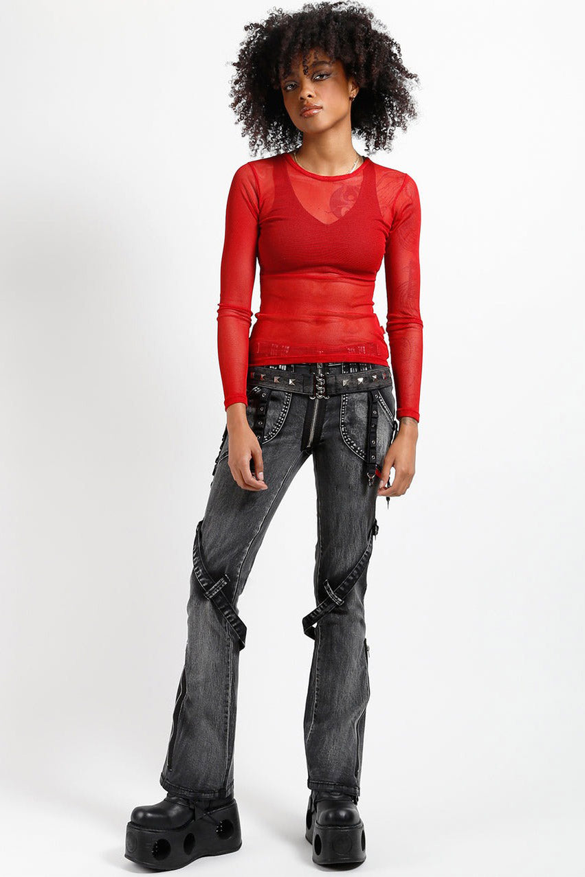 womens punk flared pants