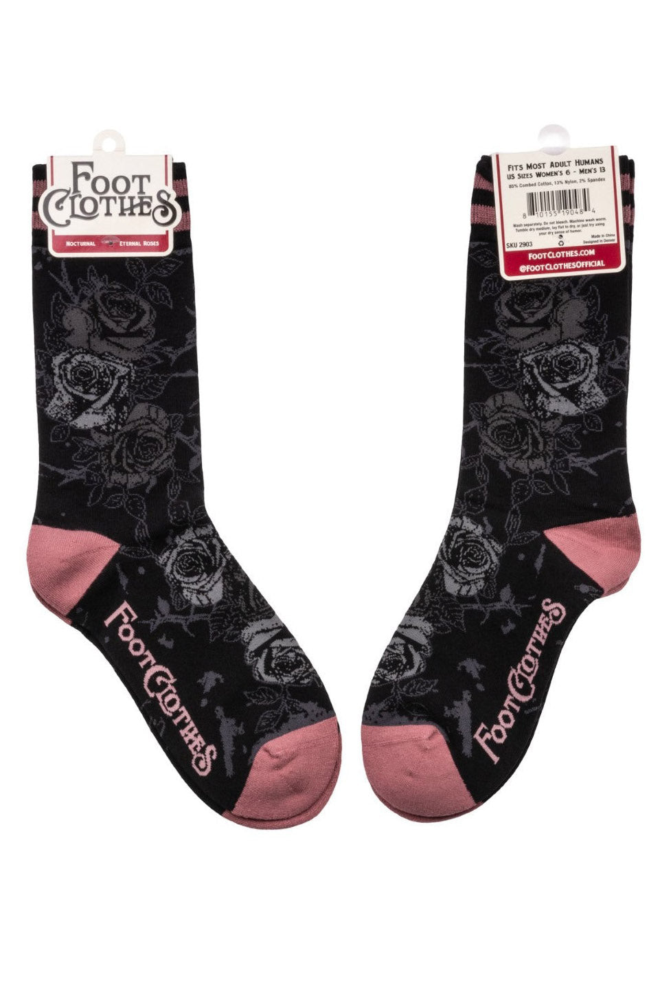 dark floral rose socks by footclothes