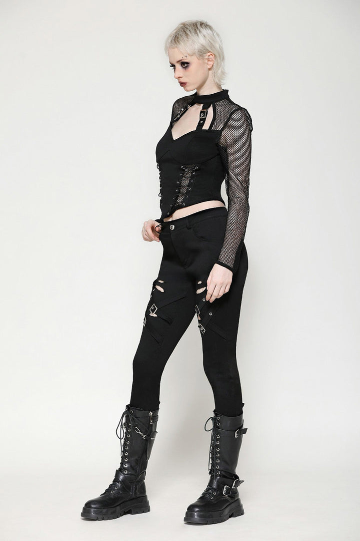 womens scene distressed shredded lowrise skinny jeans