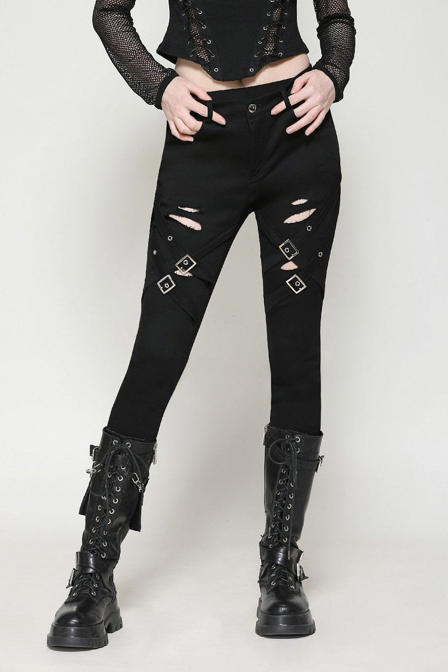 womens black shredded skinny jeans
