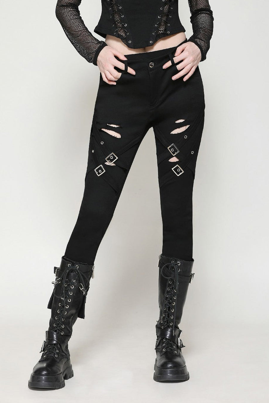 womens black shredded skinny jeans