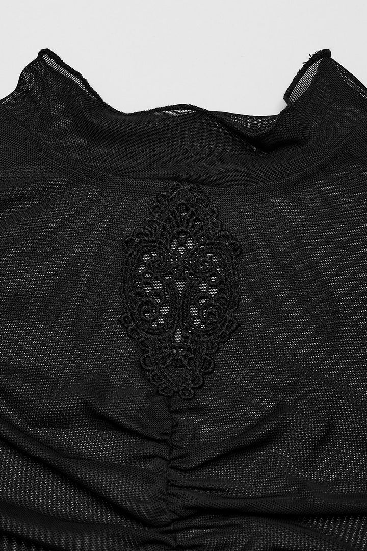 womens black mesh long sleeve gothic blouse