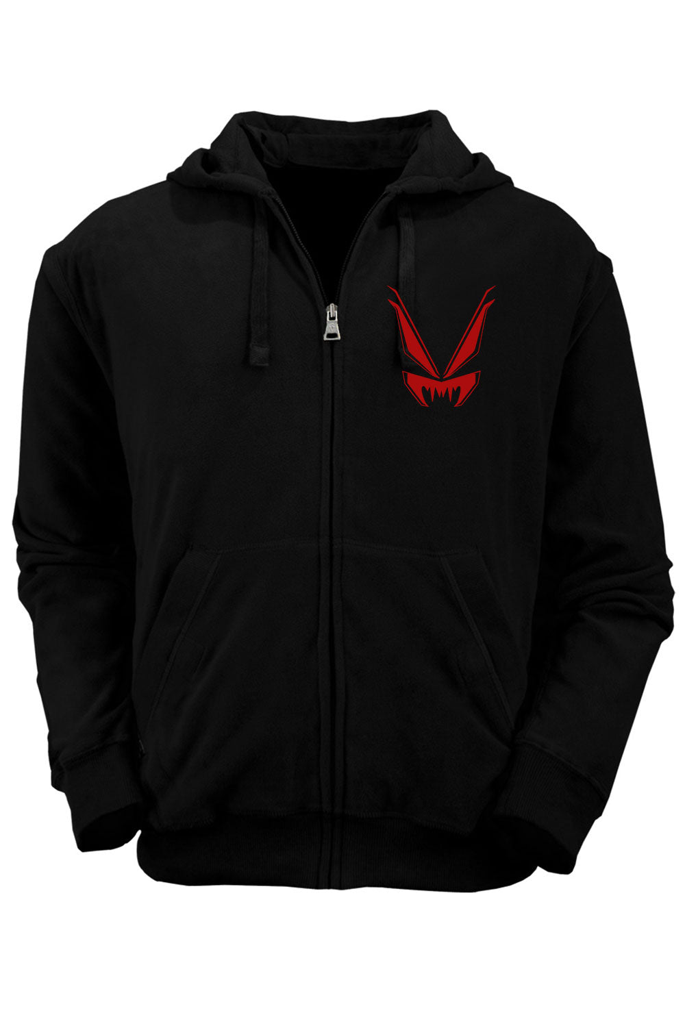black and red punk cotton zipper hoodie with VF face logo
