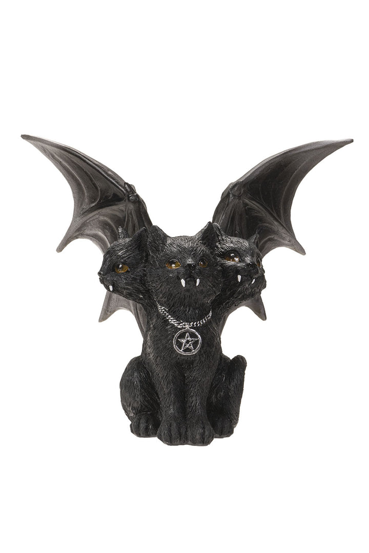 Triple Headed Winged Cat Statue