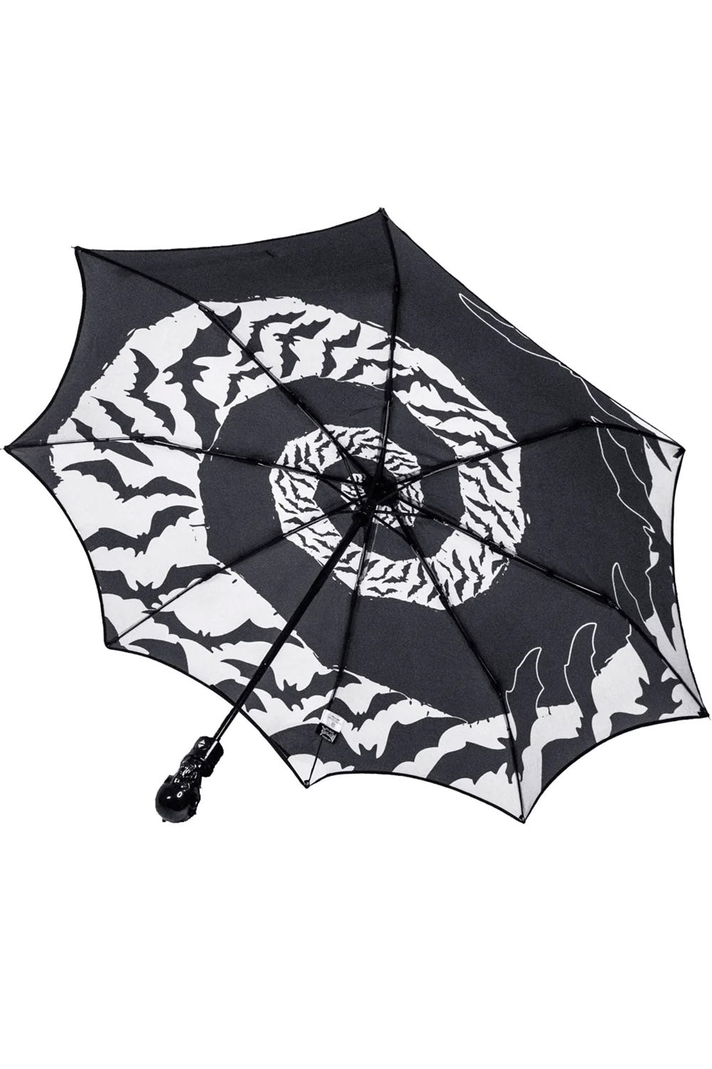 Fledermauswirbel-Regenschirm mit Totenkopfgriff