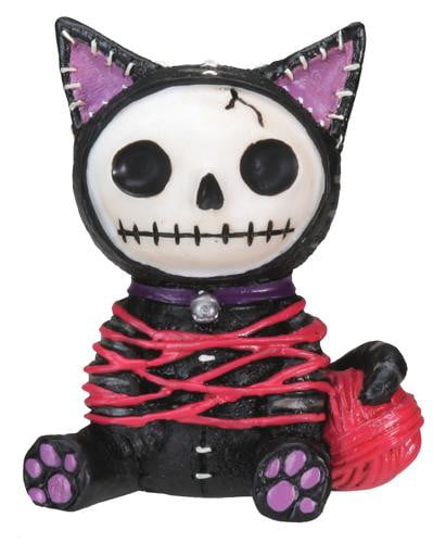 creepy dead skeleton cat statue figurine toy 