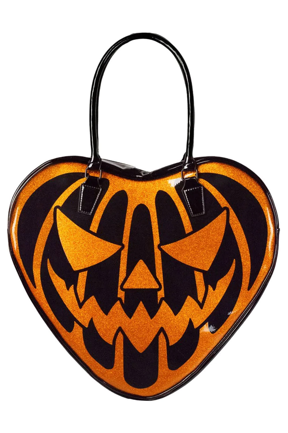 Pumpkin Glitter Heart Bag