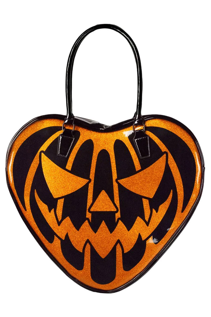 Pumpkin Glitter Heart Bag