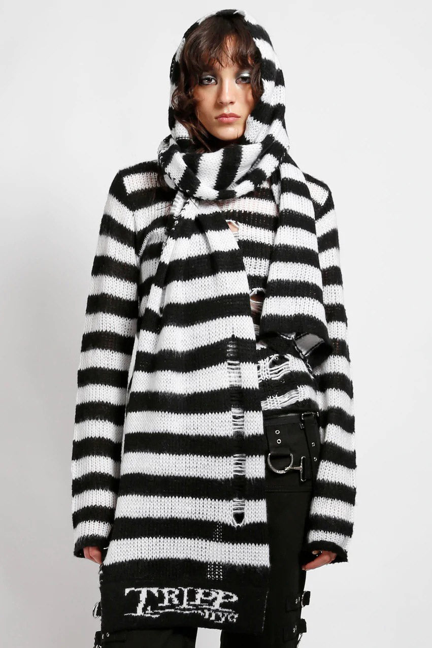 Distressed Sweater Tripp Nyc Striped Sweater Tripp NYC Stripe