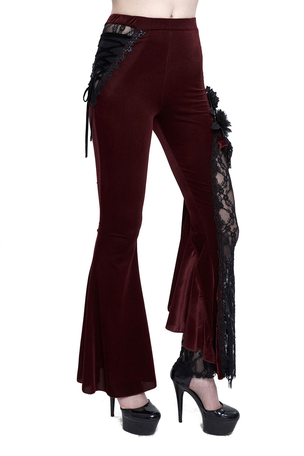 Red Wine Velvet Bell Bottoms